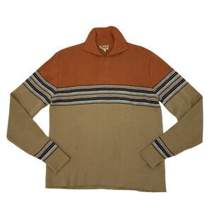 Vintage K.P. Acrylic Sweater Mens Size L Long Sleeve Collared Pullover 80s *READ